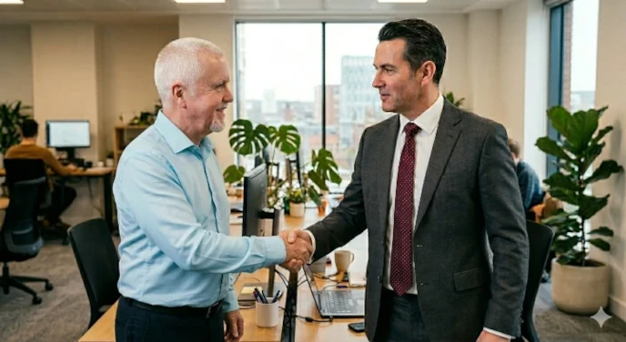 Image of agreement being made with a manager of a small medium enterprise