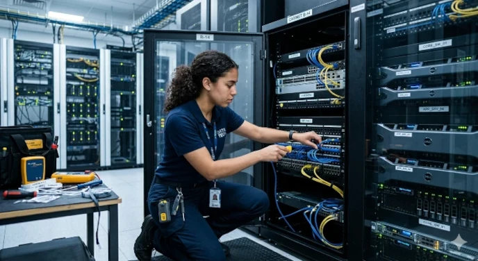 Image of a young IT worker who is working alone and could benefit from mentoring or support